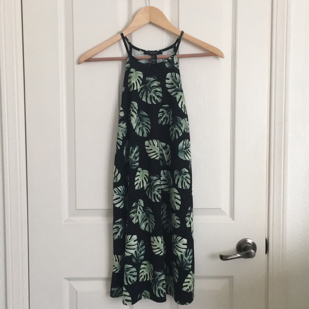 F21 Palm Leaf Halter Dress